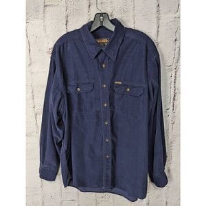 Woolrich Men's Dark Navy Corduroy Shirt Long Sleeve Button Down Casual Sz XL